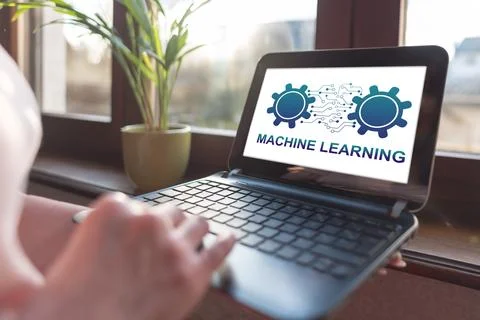 Machine learning concept on a laptop screen Stock Photos