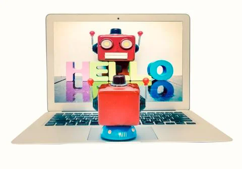 Machine, learning  concept little red head 스톡 사진