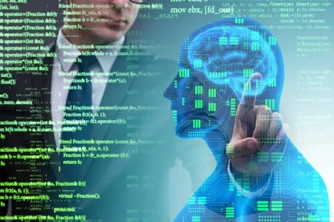 Machine learning concept as modern technology Stock Photos