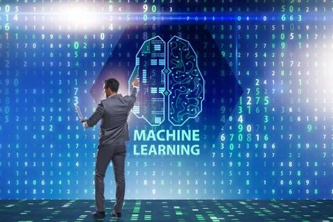 Machine learning concept as modern technology Stock Photos