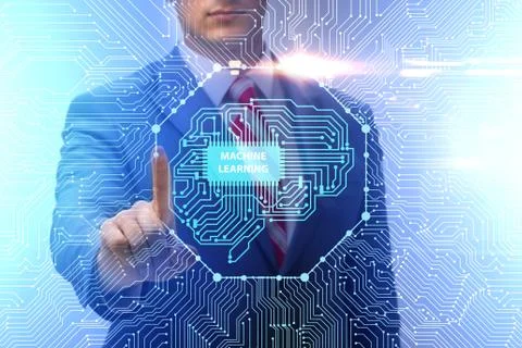 Machine learning concept as modern technology Stock Photos