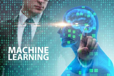 Machine learning concept as modern technology Stock Photos