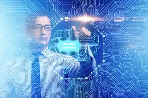 Machine learning concept as modern technology Stock Photos