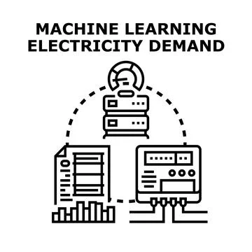 Machine learning concept for predicting electricity demand Stock Illustration