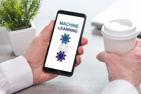 Machine learning concept on a smartphone Stock Photos