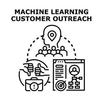 Machine learning customer outreach managing business processes Illustrazione stock