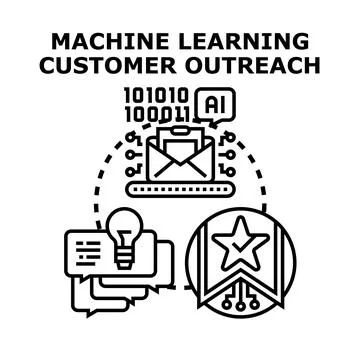 Machine learning customer outreach strategy automation Stock Illustration