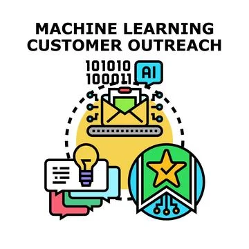 Machine learning customer outreach strategy automation Stock Illustration