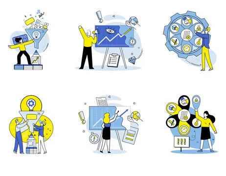 Machine learning. Cybernetic systems integrated with machine learning algorithms Stock Illustration