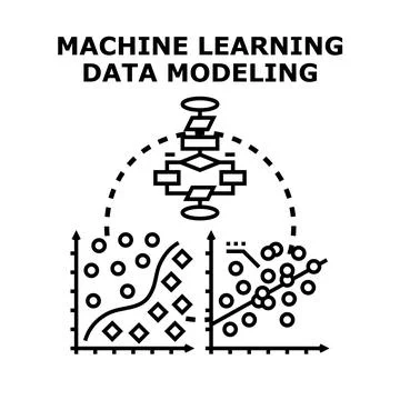 Machine learning data modeling and analysis concept Stock Illustration