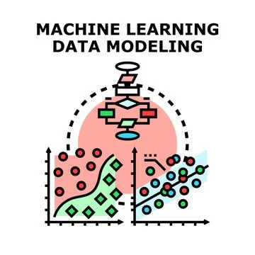 Machine learning data modeling and analysis concept Stock Illustration