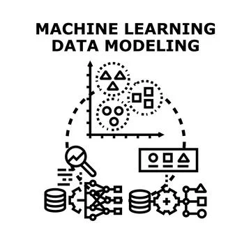 Machine learning data modeling artificial intelligence concept Stock Illustration