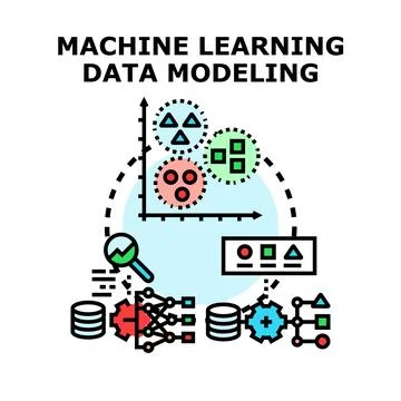 Machine learning data modeling artificial intelligence concept Stock Illustration