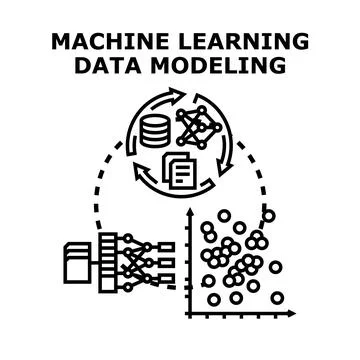 Machine learning data modeling concept creating algorithms Stock Illustration