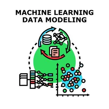 Machine learning data modeling concept creating algorithms Stock Illustration