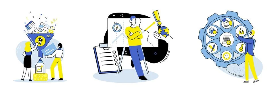Machine learning. Digital innovation, coupled with artificial intelligence and Stock Illustration