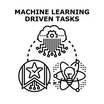 Machine learning driven tasks concept illustration Stock Illustration
