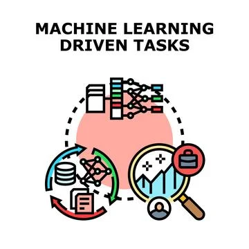 Machine learning driven tasks vector concept illustration Stock Illustration