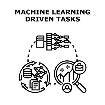 Machine learning driven tasks vector concept illustration Ilustração Stock