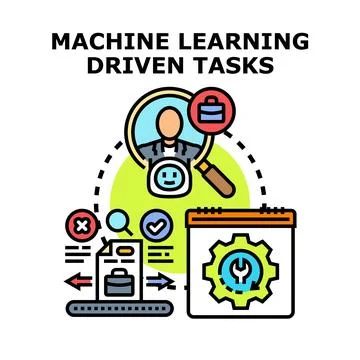 Machine learning driving business process automation Illustrazione stock