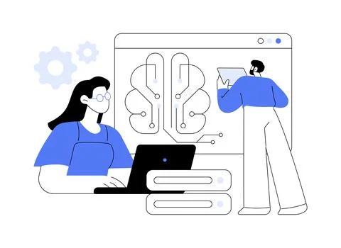 Machine learning engineer AI Architect abstract concept vector illustration. Stock Illustration