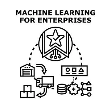 Machine learning for enterprise business automation concept Illustrazione stock