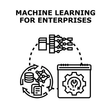 Machine learning enterprise process with data analyzing イラスト素材