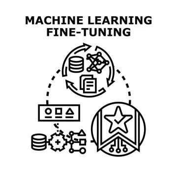 Machine learning fine tuning process optimizing data models Stock Illustration