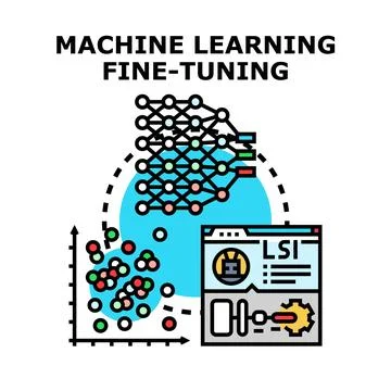 Machine learning fine tuning process with neural network and data optimizatio Stock Illustration