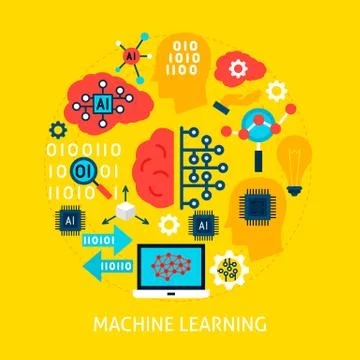 Machine Learning Flat Concept Illustrazione stock