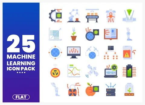 Machine Learning Flat Icons Stock-Illustration