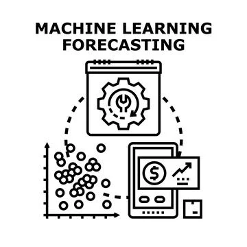 Machine learning forecasting with data analysis development Illustrazione stock