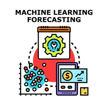 Machine learning forecasting with data analysis development Stock Illustration
