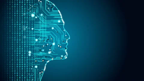 Machine learning future AI tech, human fast digital computing, robot revolution Video stock 115175342