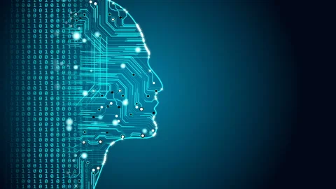 Machine learning future AI tech, human fast digital computing, robot revolution Stock Footage 115180680