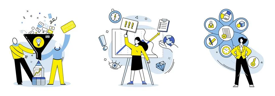 Machine learning. The future technology relies heavily on integration artificial Stock Illustration