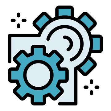 Machine learning gear icon color outline vector Stock Illustration