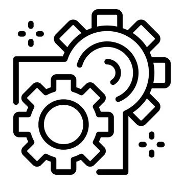 Machine learning gear icon, outline style Stock Illustration