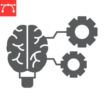 Machine learning glyph icon Stock Illustration