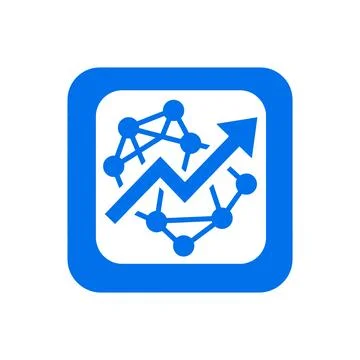 Machine learning growth icon: blue neural network with arrow for AI develop.. Ilustración de archivo