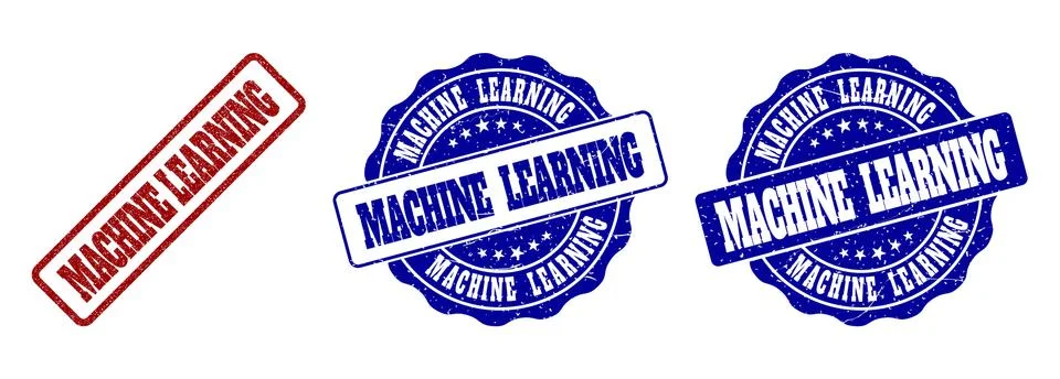 MACHINE LEARNING Grunge Stamp Seals Illustrazione stock