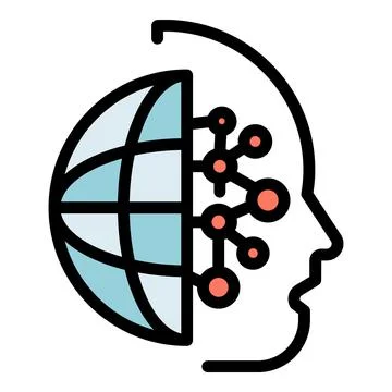 Machine learning icon color outline vector Stock Illustration
