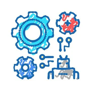Machine learning icon doodle illustration Stock Illustration