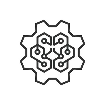 Machine learning, icon in line design. Machine learning, AI, artificial 库存插图