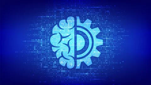 Machine learning icon made with binary code. AI Artificial Intelligence. Deep Stock Illustration