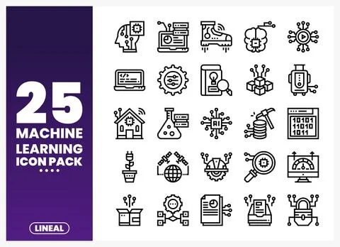 Machine learning icon pack with vector graphics. Stockillustratie