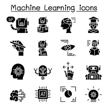 Machine learning icon set vector illustration graphic design Stockillustratie