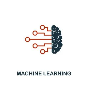 Machine Learning icon in two color design. Red and black style elements from Stock Illustration