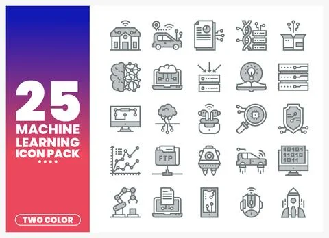 Machine Learning Icons Stock Illustration