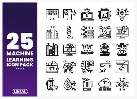 Machine Learning Icons Pack Stockillustratie